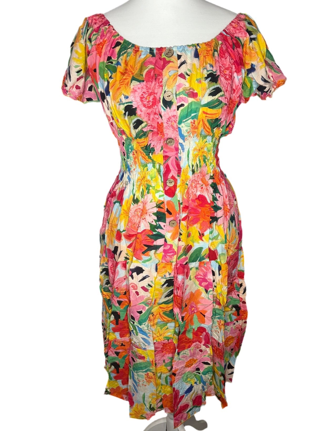 Button Front Midi Dress Floral