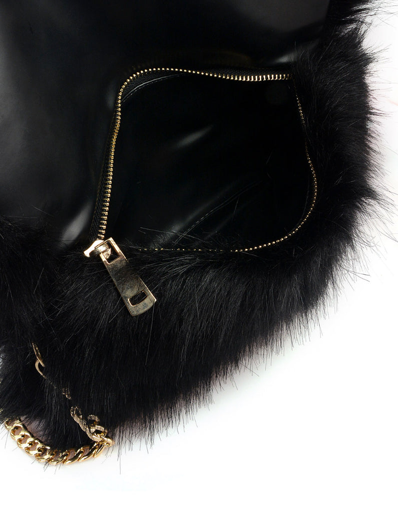 Faux Fur Folded Clutch Bag