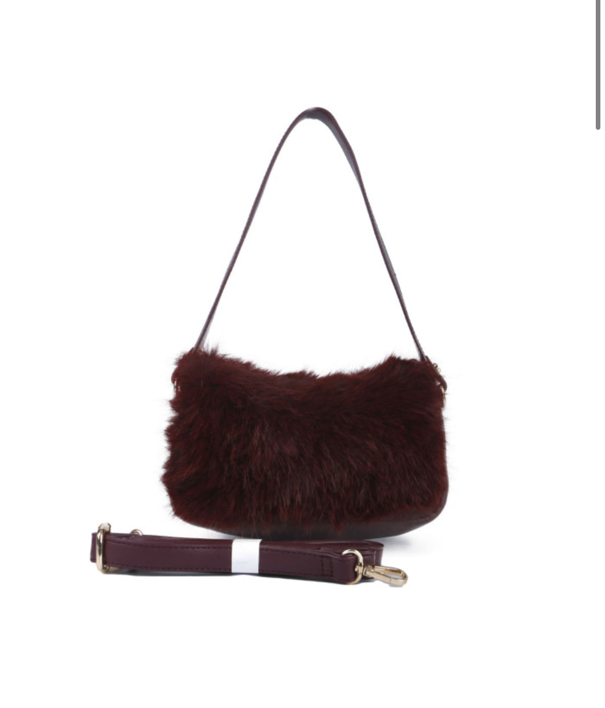 Double Strap Faux Fur Crossbody Bag