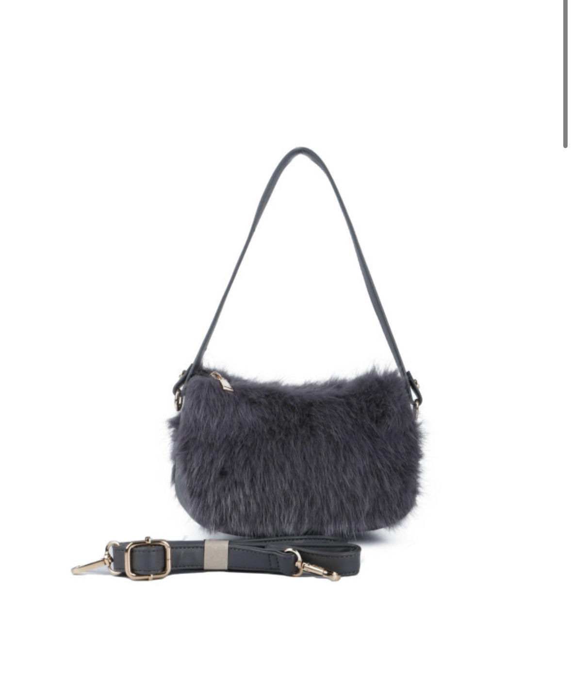 Double Strap Faux Fur Crossbody Bag