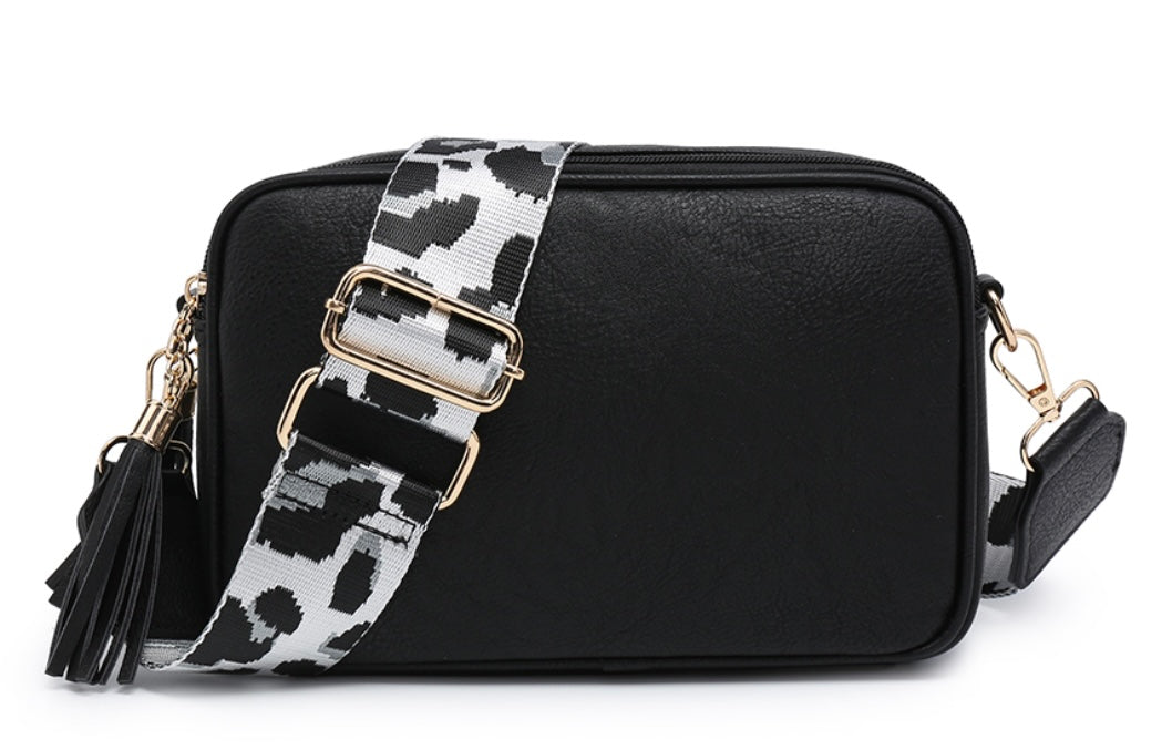 Animal Print Double Zip Crossbody Bag