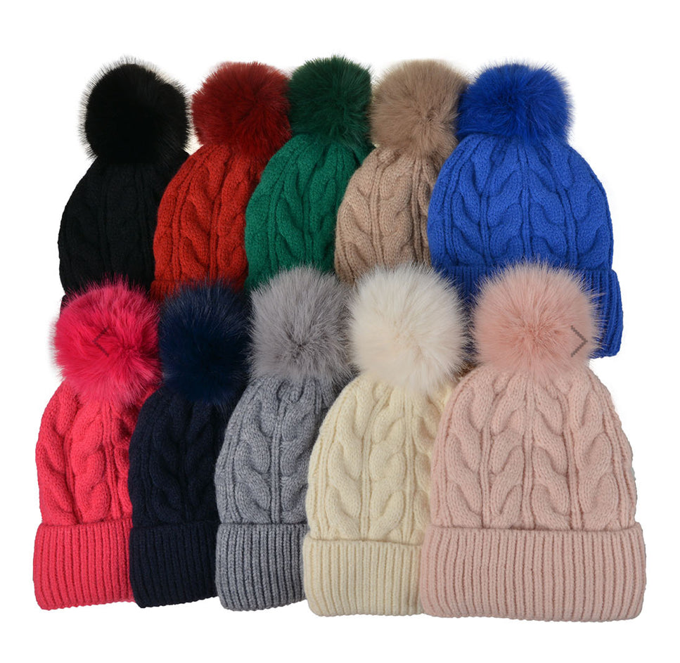 Knitted Pom Pom Hat