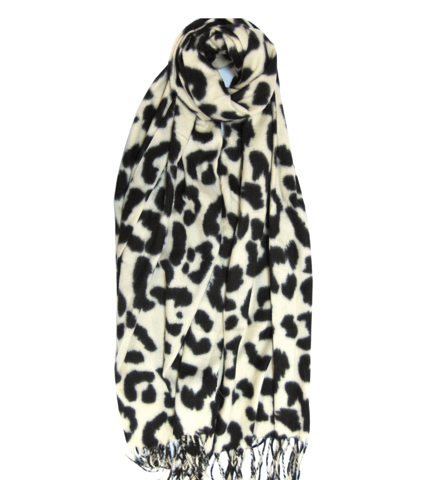 Leopard Print Cashmere Blend Scarf