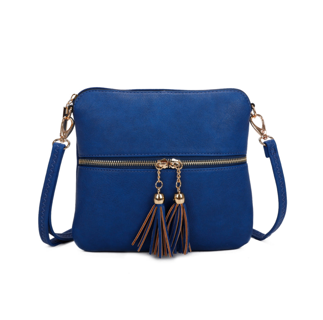 Double Tassel Zip Crossbody Bag