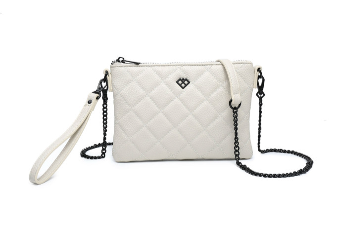 Quilted Chain Crossbody - Beige