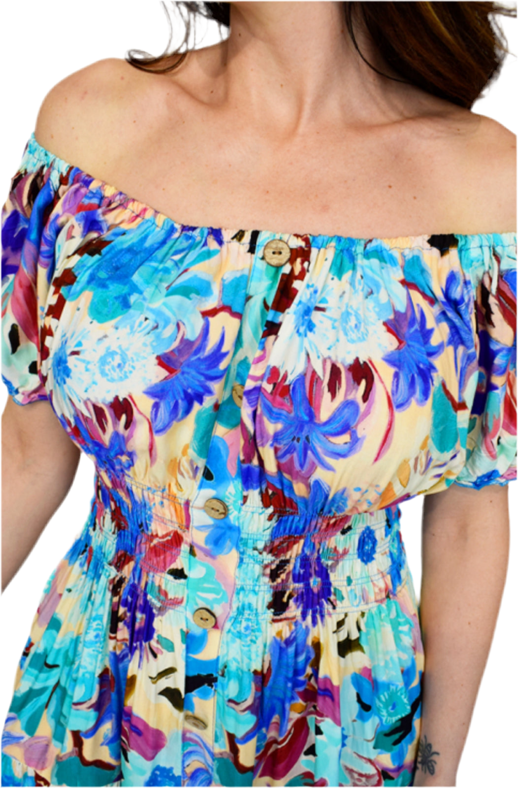 Button Front Midi Dress Floral