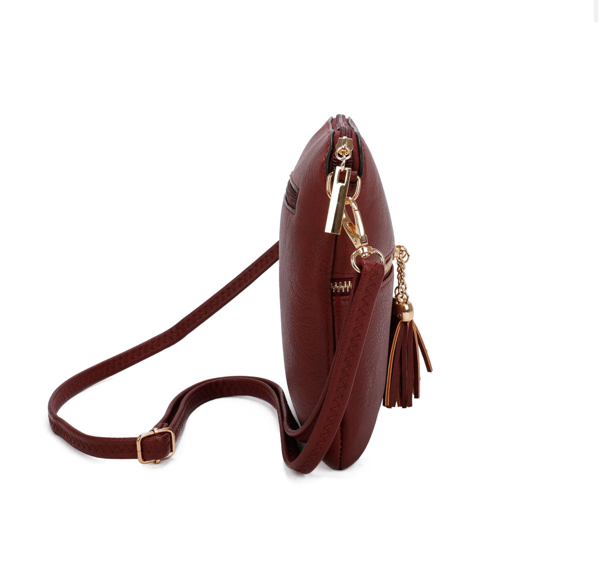 Double Tassel Zip Crossbody Bag