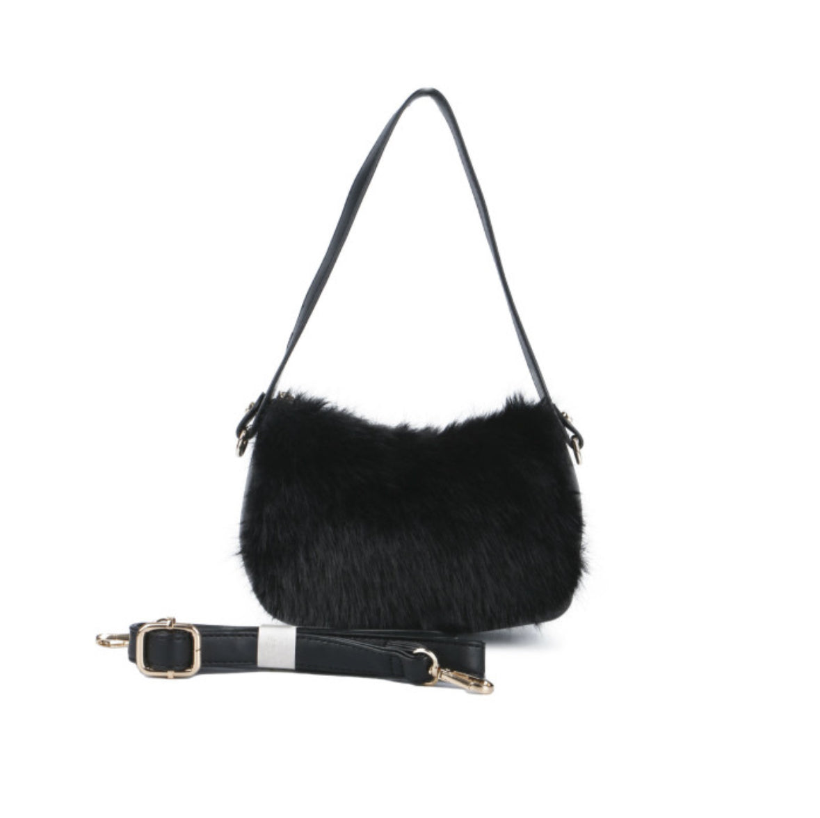 Double Strap Faux Fur Crossbody Bag
