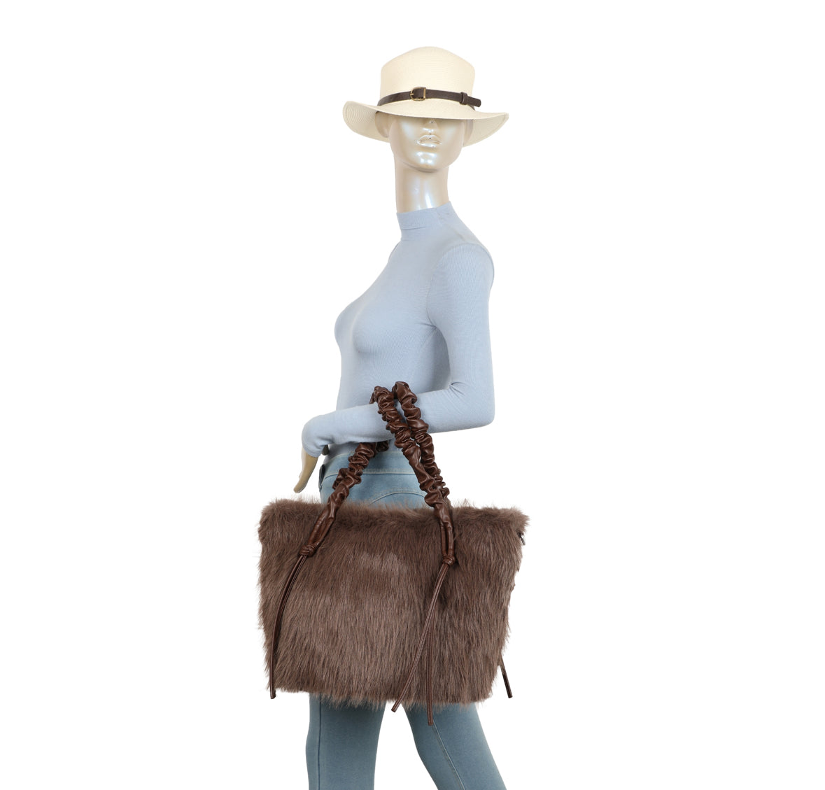 Large Faux Fur Grab Crossbody Bag