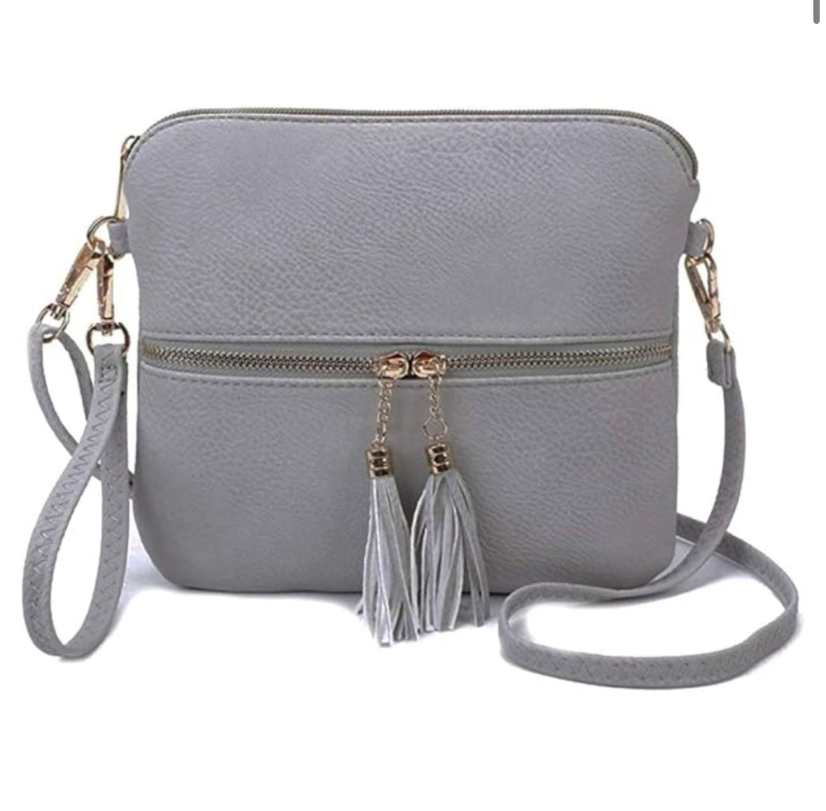 Double Tassel Zip Crossbody Bag