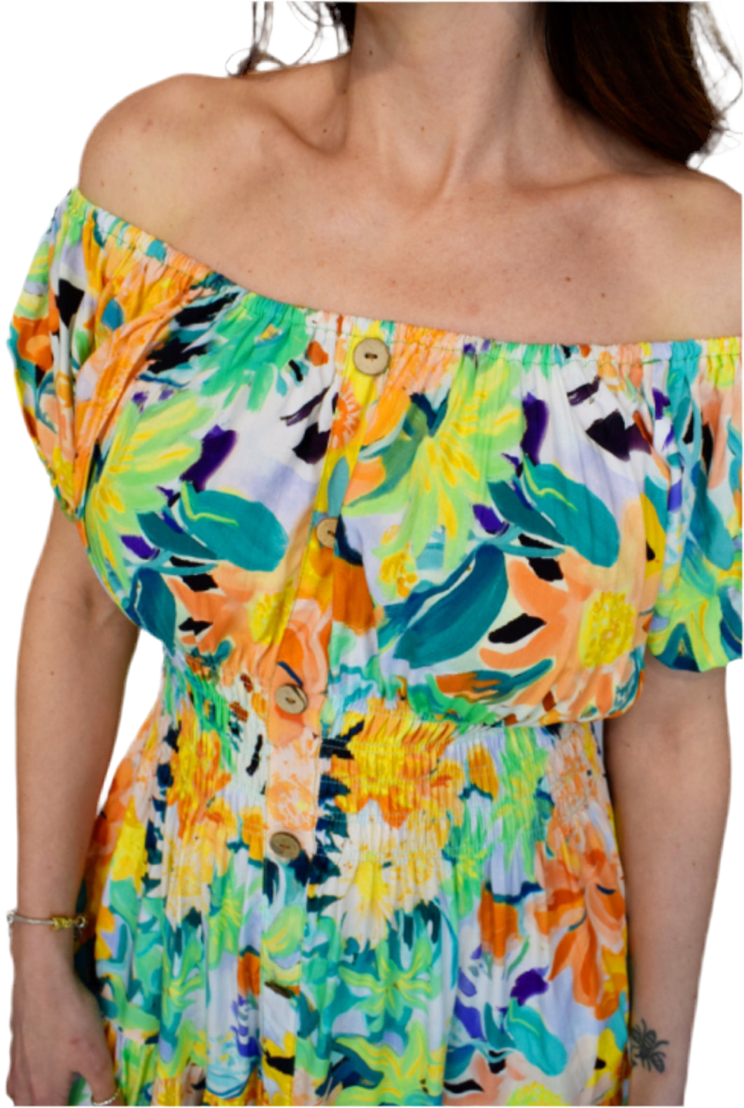 Button Front Midi Dress Floral