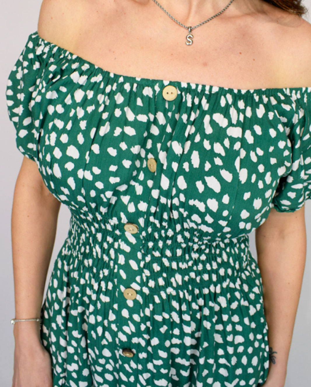 Pebble Spot Midi Dress - Green