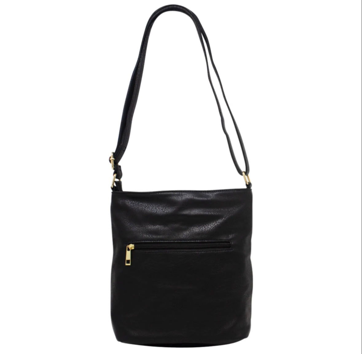 Double Zip Quilted Crossbody Bag - Black