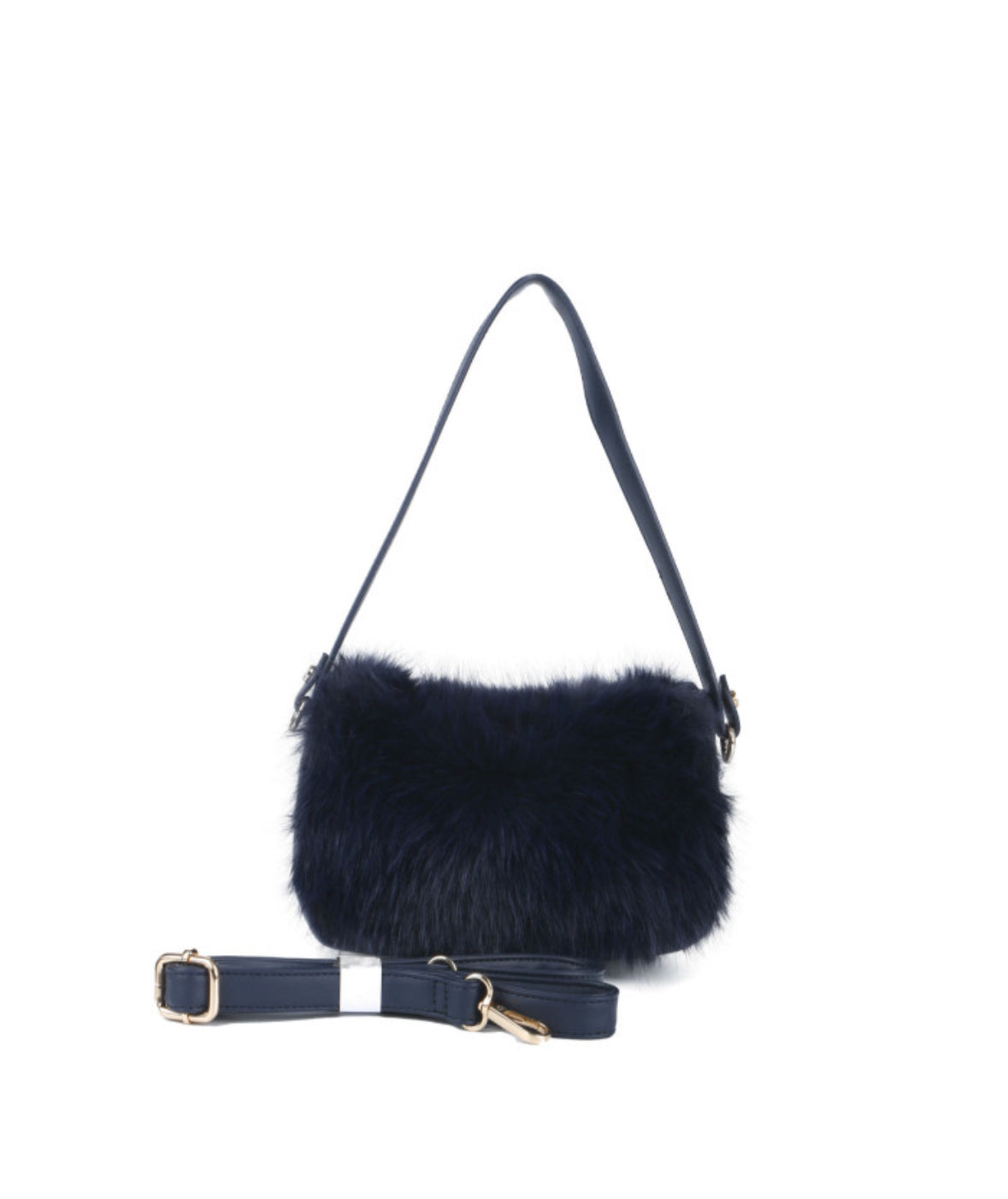 Double Strap Faux Fur Crossbody Bag
