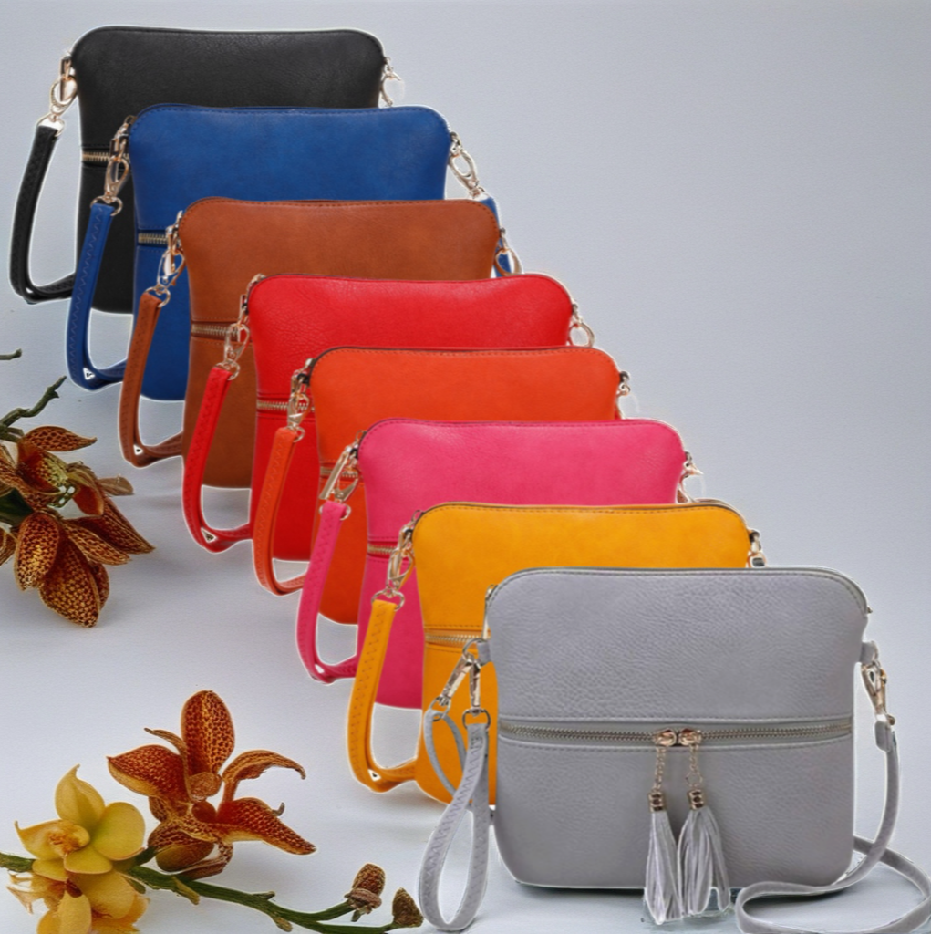 Double Tassel Zip Crossbody Bag