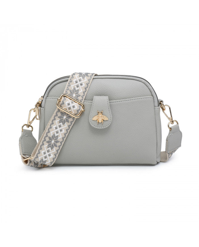 Bee Cross Body Bag - Light Grey
