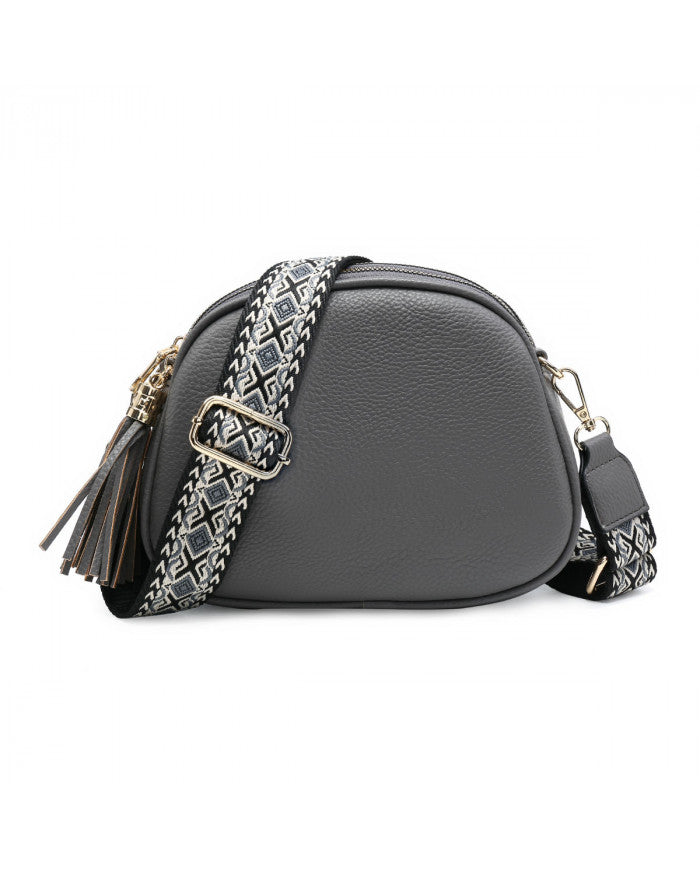 Cross Body Tassel Bag - Dark Grey