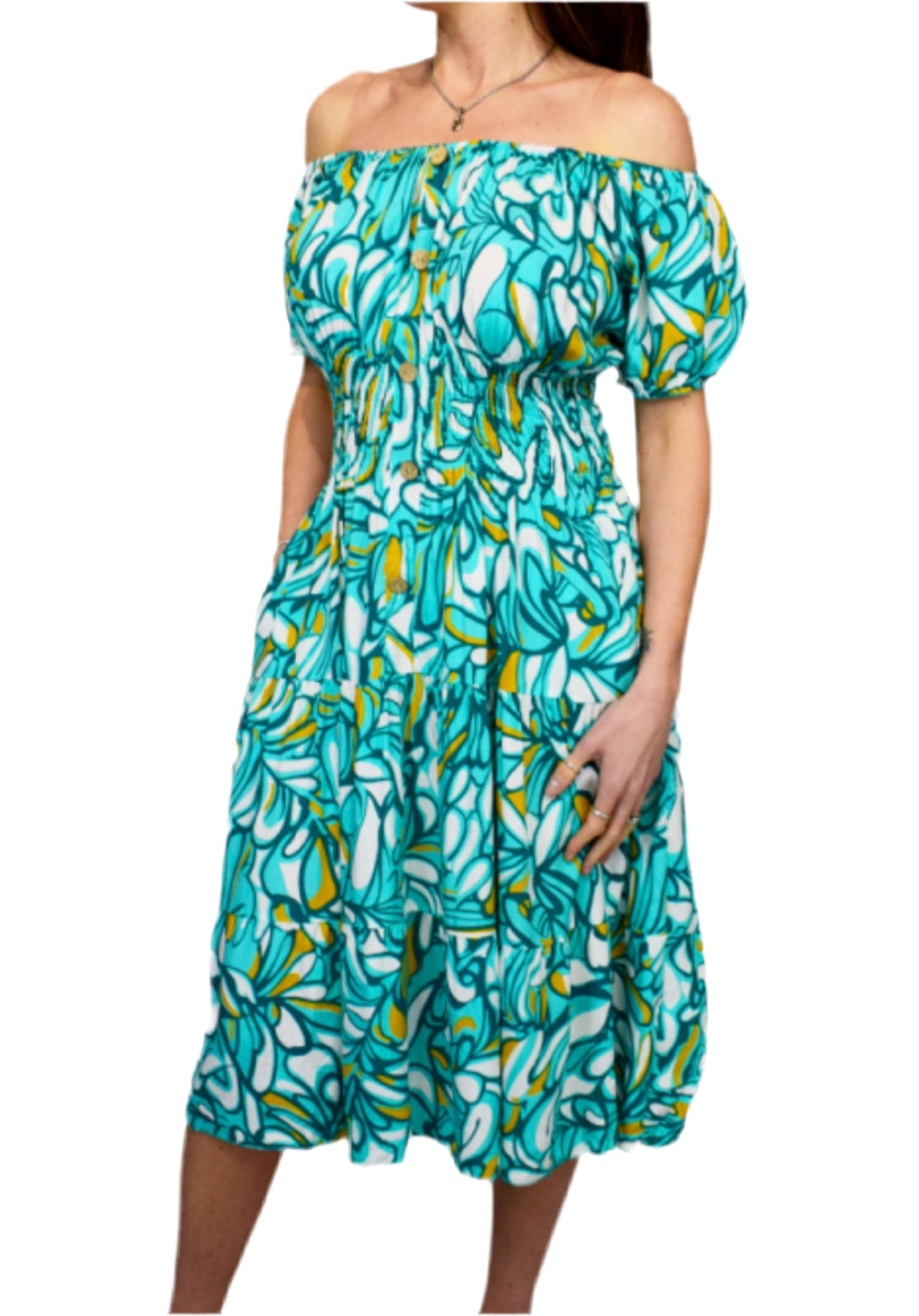 Button Front Midi Dress Splash