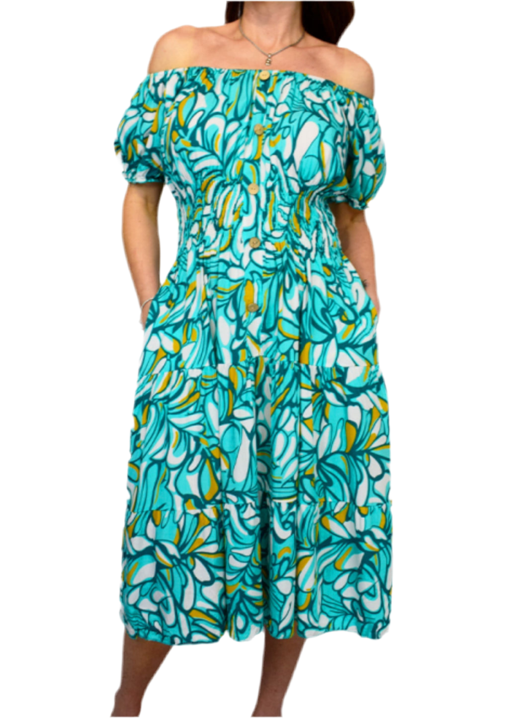 Button Front Midi Dress Splash