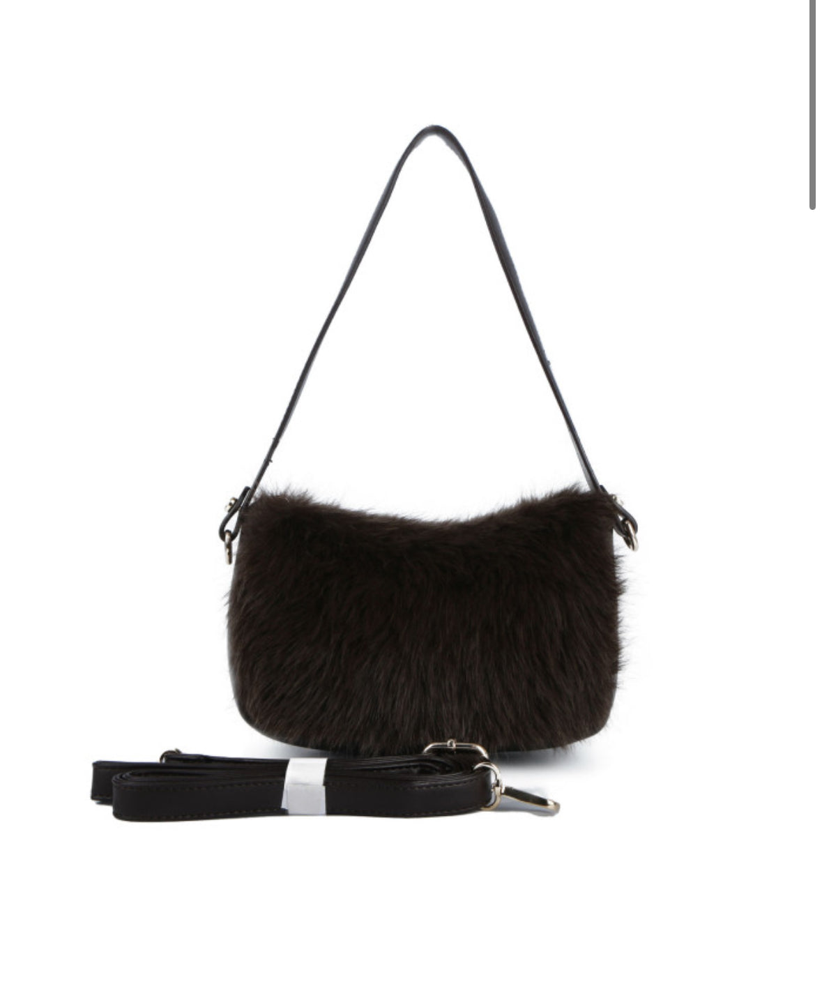 Double Strap Faux Fur Crossbody Bag