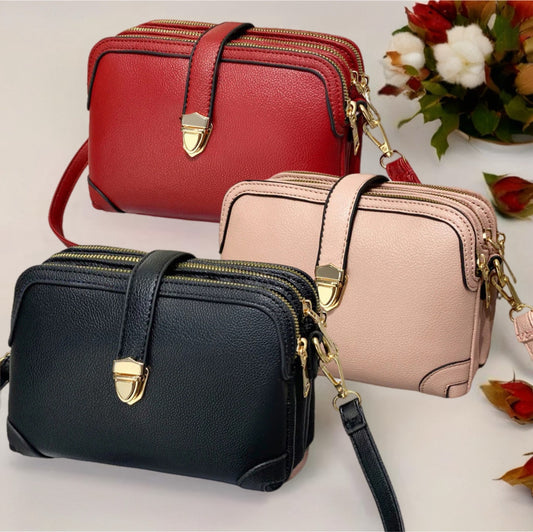 Triple Zip Crossbody Bag