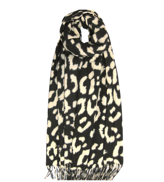 Leopard Print Cashmere Blend Scarf