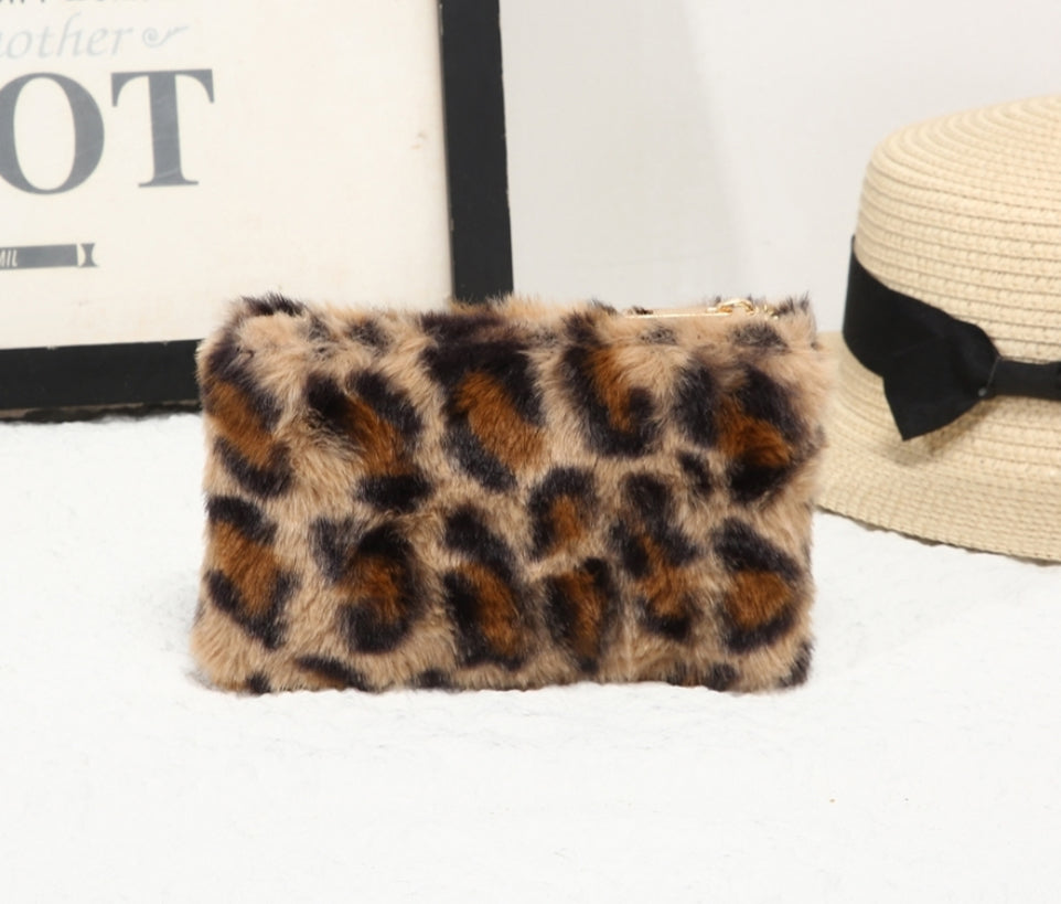 Fluffy Leopard Coin Purse