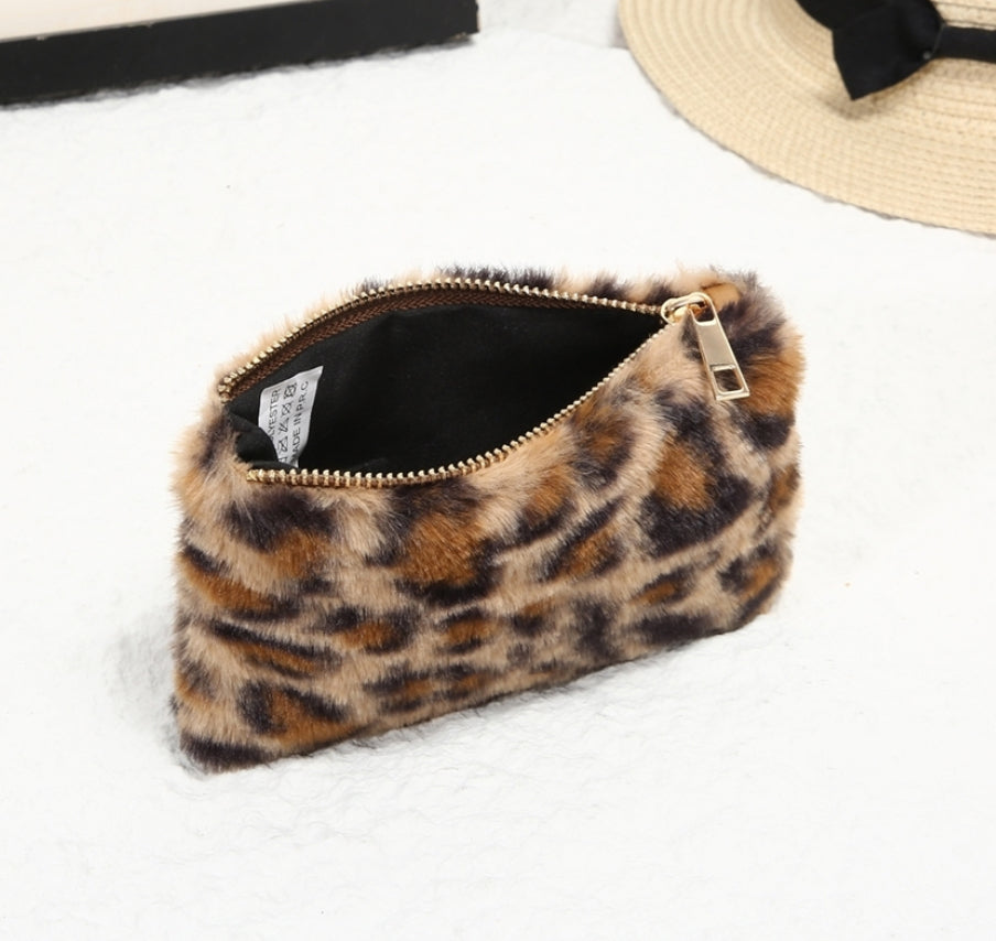Fluffy Leopard Coin Purse
