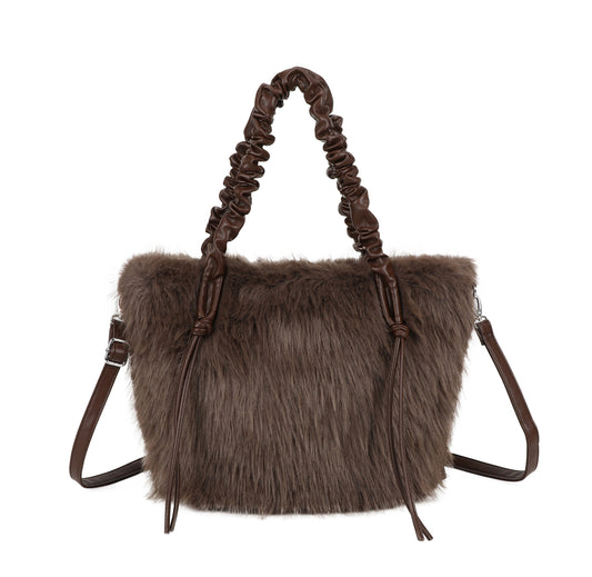Large Faux Fur Grab Crossbody Bag