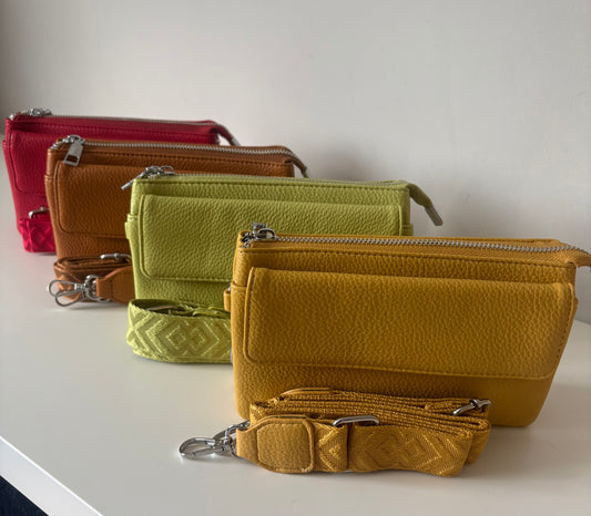 Triple Compartment Flap Crossbody Bag