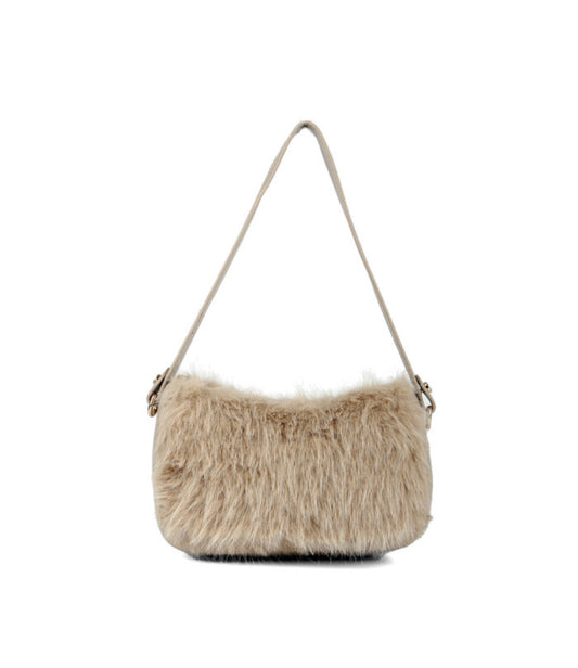 Double Strap Faux Fur Crossbody Bag