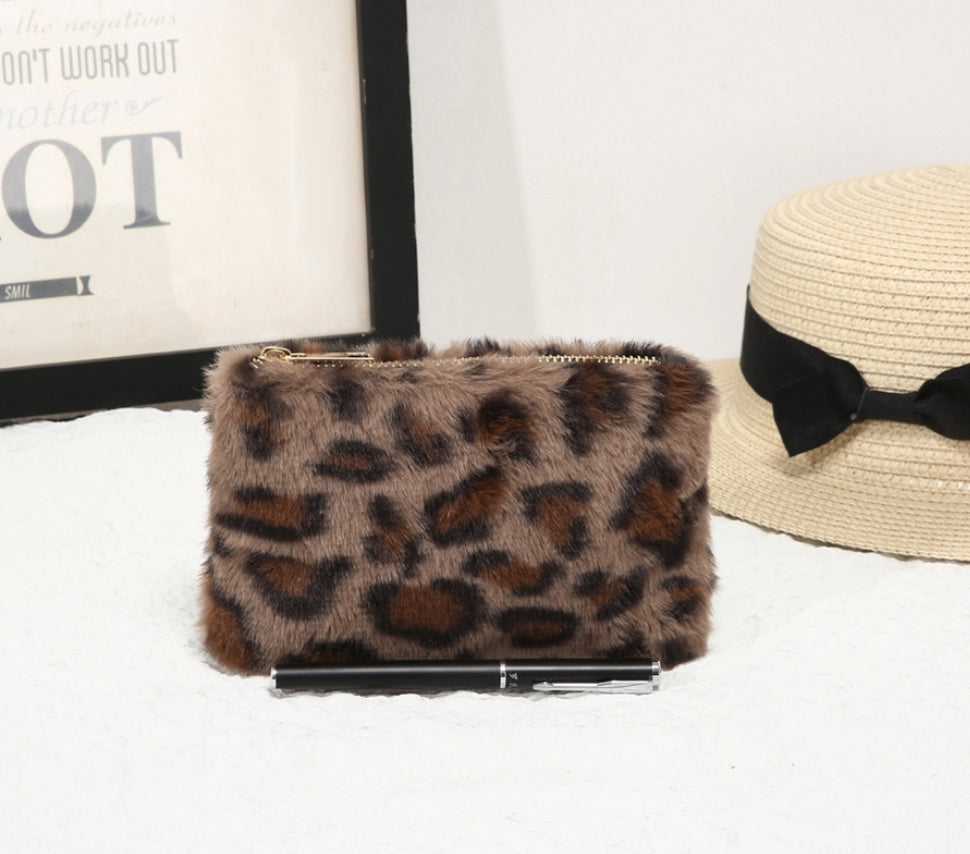 Fluffy Leopard Coin Purse