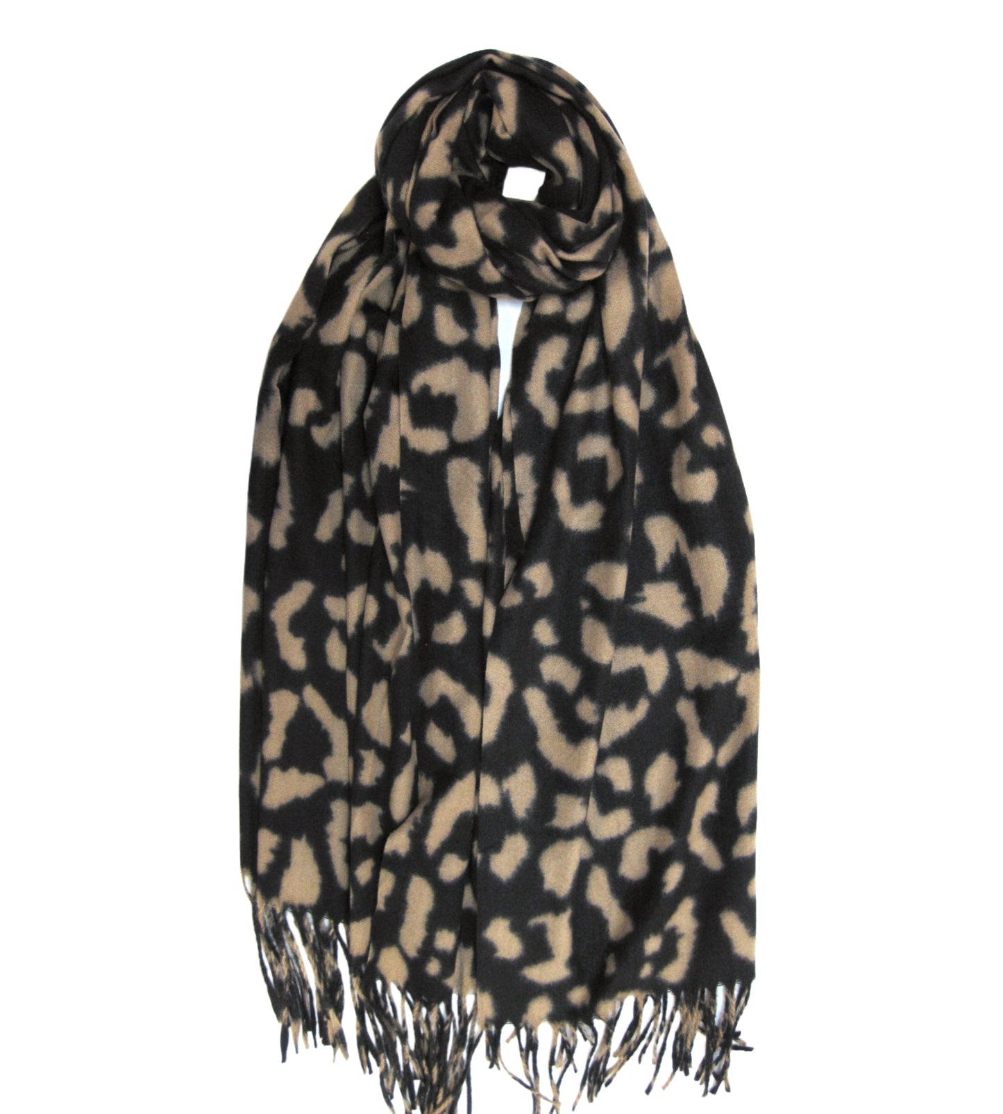 Leopard Print Cashmere Blend Scarf