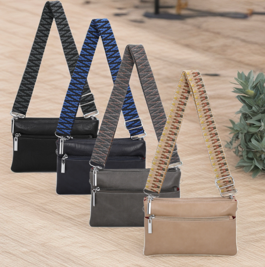 Triple Zip Crossbody Bag