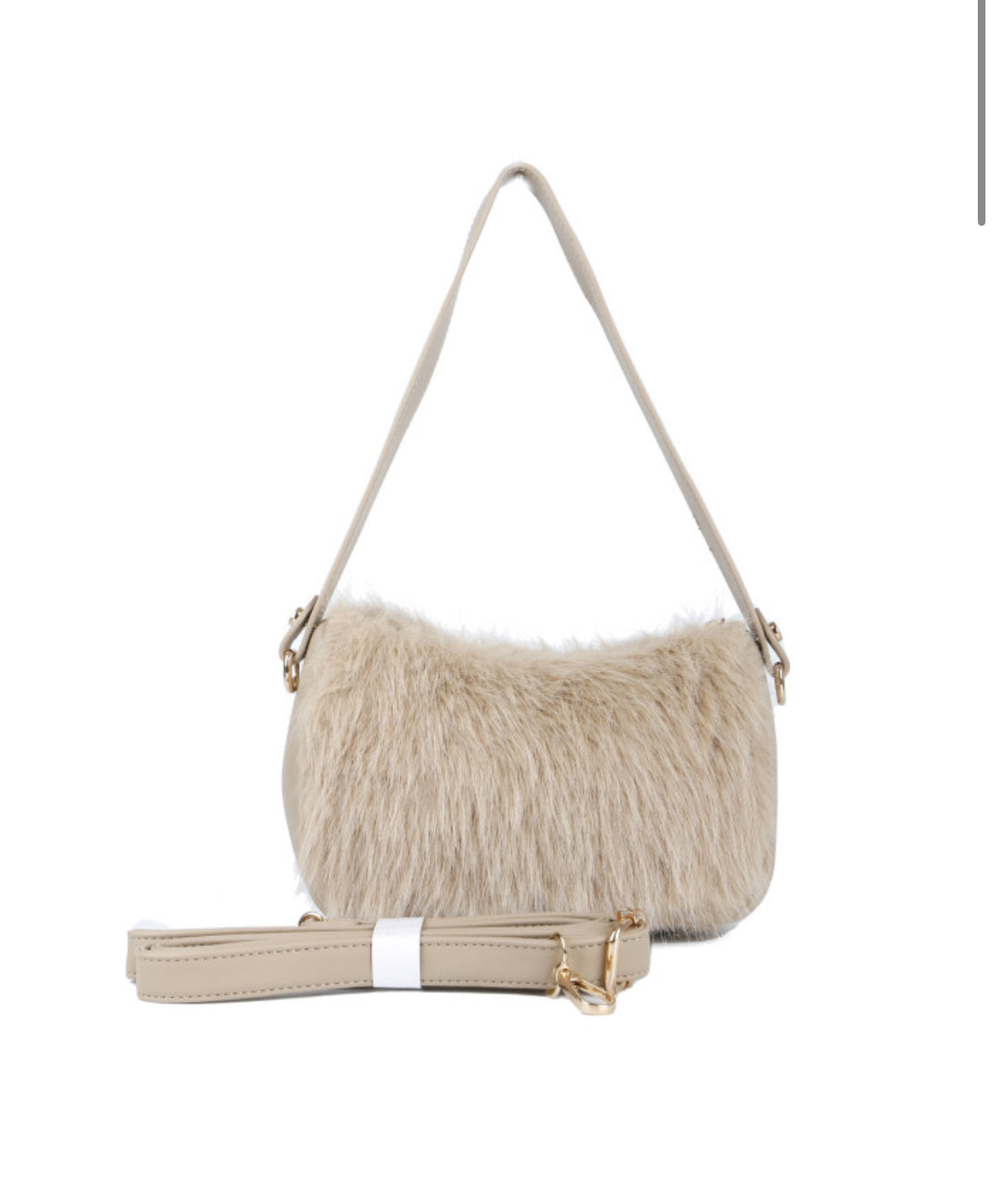 Double Strap Faux Fur Crossbody Bag