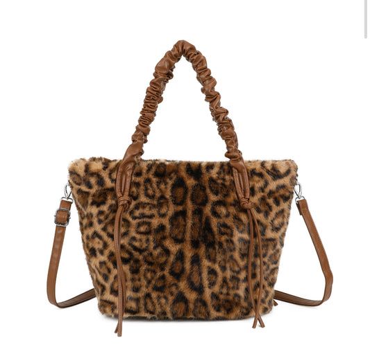 Large Faux Fur Grab Crossbody Bag