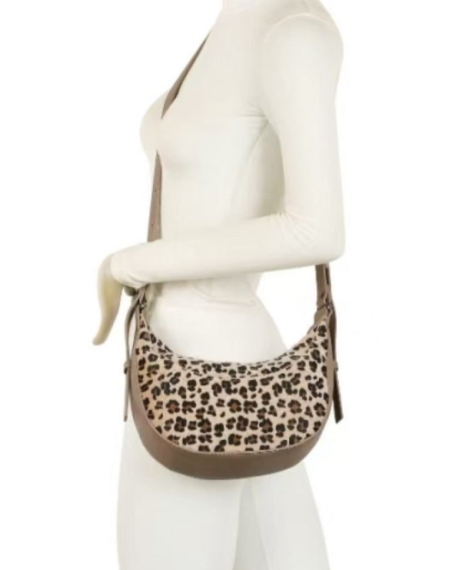 Rounded Animal Print Crossbody Bag