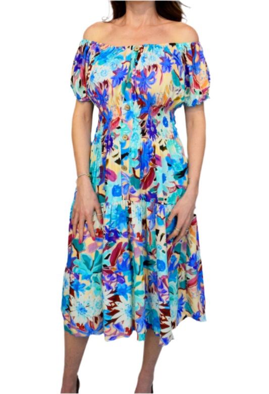 Button Front Midi Dress Floral