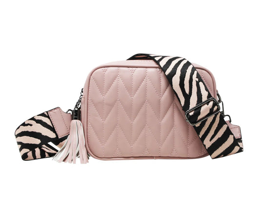 Quilted Tassel Cross Body Bag - Pink