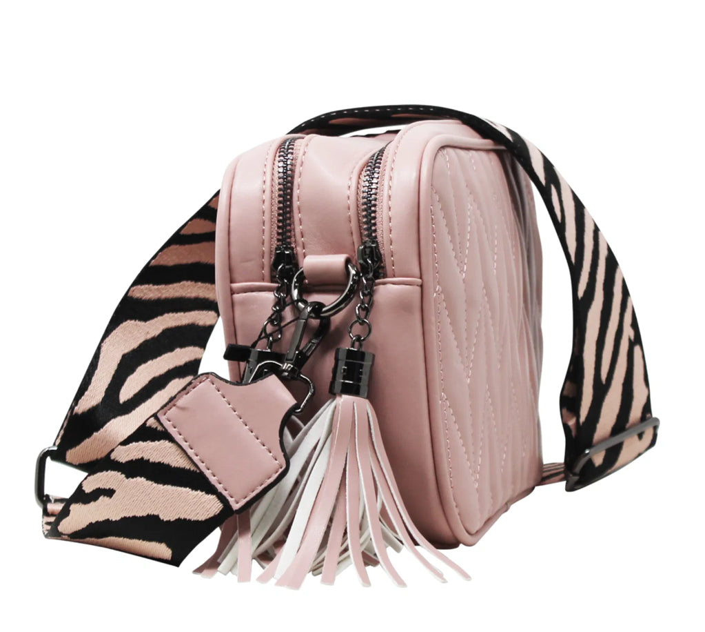 Quilted Tassel Cross Body Bag - Pink
