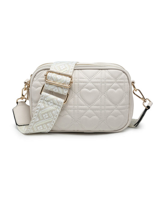 Heart Cross Body Bag - Beige